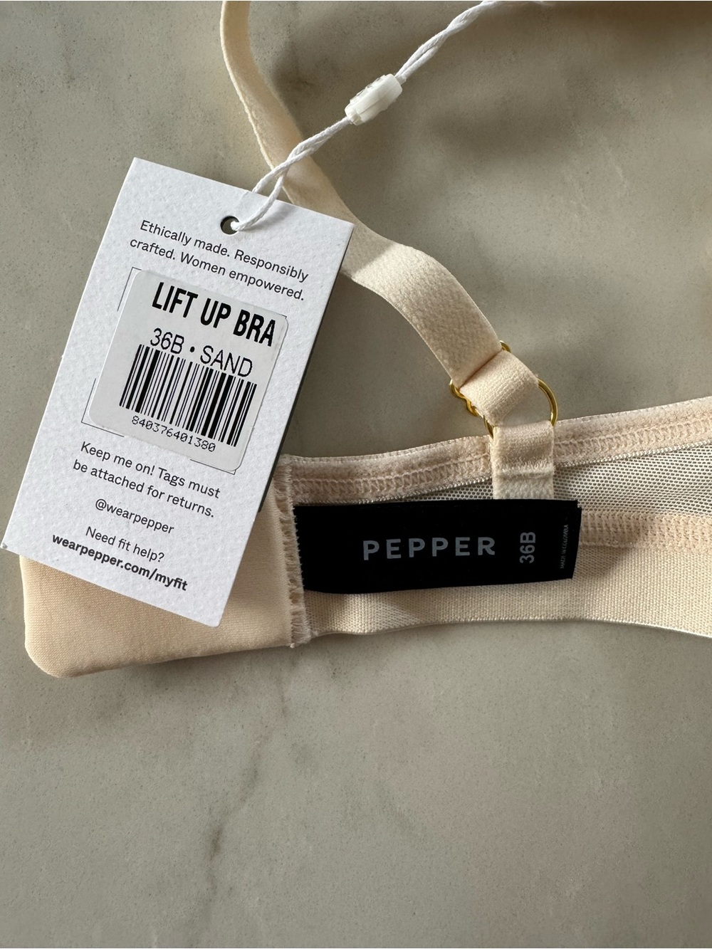 NWT Pepper Lift Up Bra Sand 38B - Picture 2 of 2